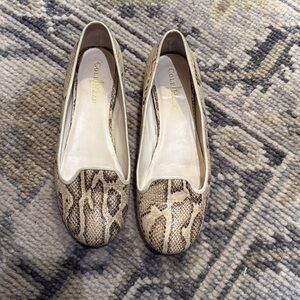 Cole Hann Leather Air Morgan Flat Slip On Snake Print Round Toe Ballet Flats